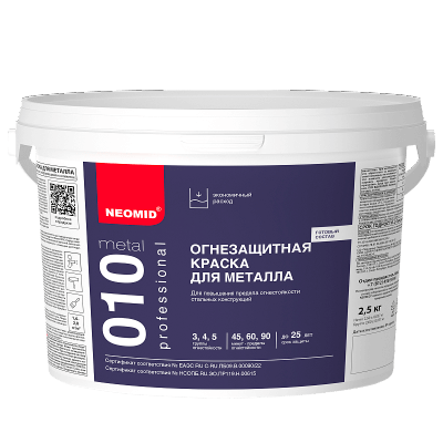 Огнезащитная краска для металлоконструкций Неомид 010 metal водная